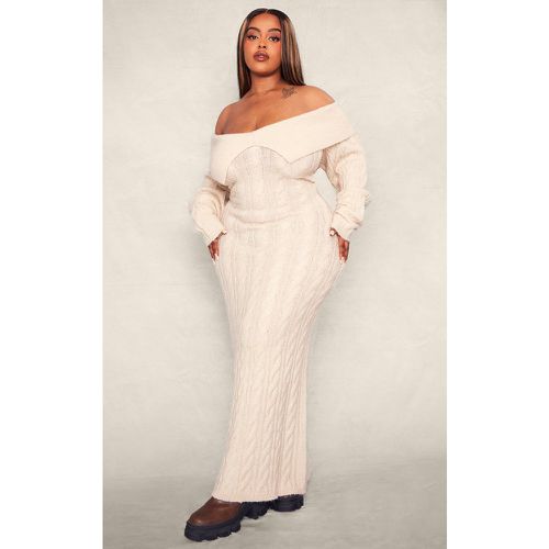 Plus Robe longue en maille tricot torsadée repliée - PrettyLittleThing - Modalova