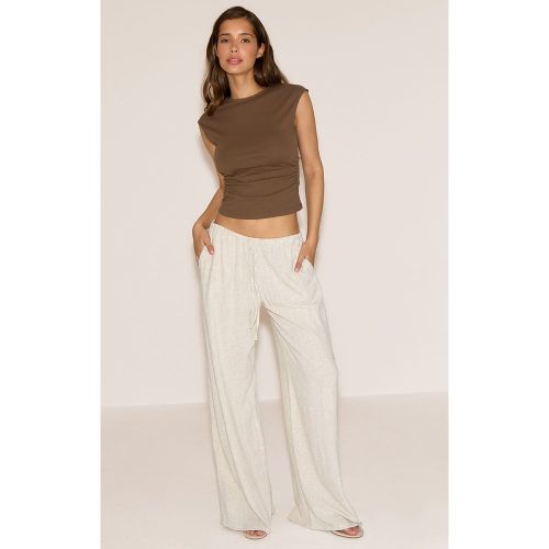 Pantalon fluide en effet lin à cordons ajustables - PrettyLittleThing - Modalova