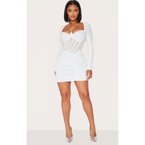 Shape Mini Robe style corset en mesh crème froncée sur le côté - PrettyLittleThing - Modalova