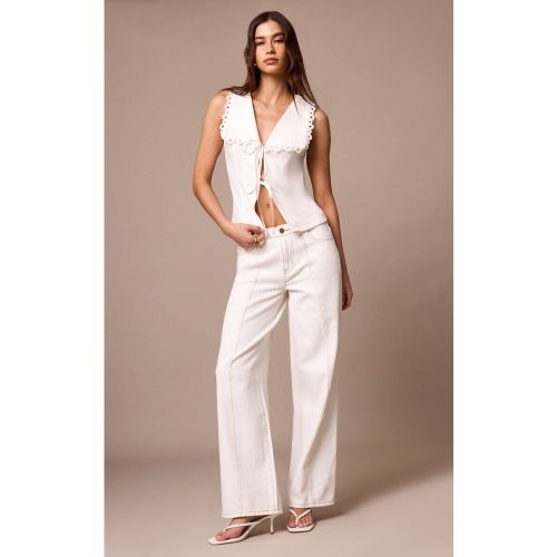 Jean écru à coutures contrastantes | Taille 38 - PrettyLittleThing - Modalova