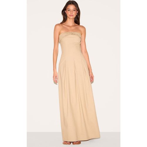 Robe Mi-Longue Bandeau Plissée Naturelle - PrettyLittleThing - Modalova
