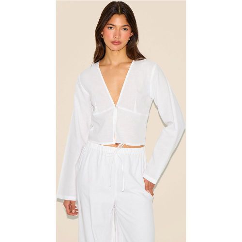 Top blanc à manches longues, Blanc - PrettyLittleThing - Modalova