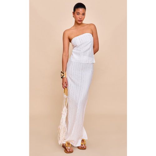 Jupe longue texturée élimée blanche à taille mi-haute - PrettyLittleThing - Modalova