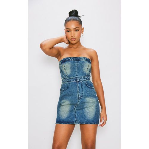 Mini robe bustier en jean à détail zip - PrettyLittleThing - Modalova