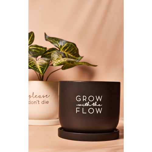 Country Living Pot de fleur en céramique blanche à slogan "Grow With The Flow" - PrettyLittleThing - Modalova