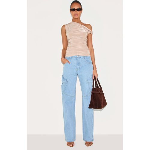 Jean slim boyfriend cargo délavé bleu clair à poches - PrettyLittleThing - Modalova
