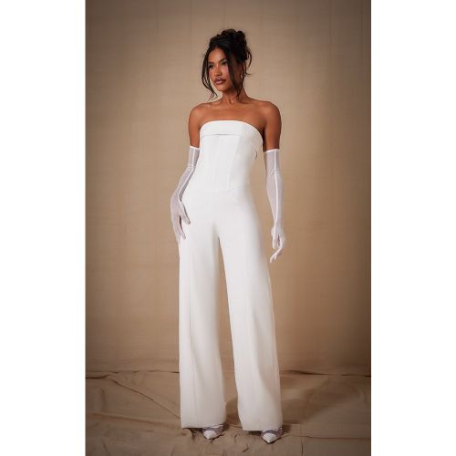 Combinaison bustier large tissée deluxe blanche - PrettyLittleThing - Modalova