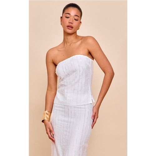 Top bustier texturé élimé | Taille 38 - PrettyLittleThing - Modalova