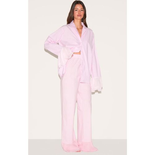 Ensemble de pyjama long en coton à ourlets volantés - PrettyLittleThing - Modalova