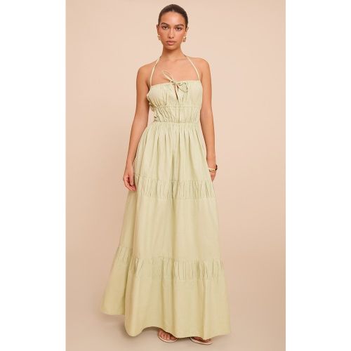 Robe longue froncée à bretelles fines et dos nu - PrettyLittleThing - Modalova