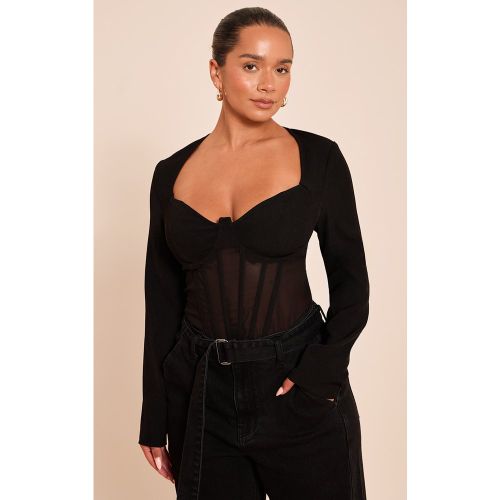 Body Sculpt Mesh à Manches Longues Façon Corset | Taille 34 - PrettyLittleThing - Modalova