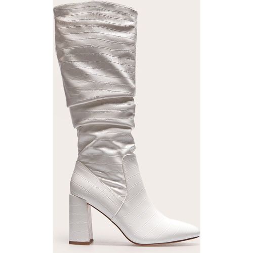 Bottes rondes en PU effet croco froncé - PrettyLittleThing - Modalova