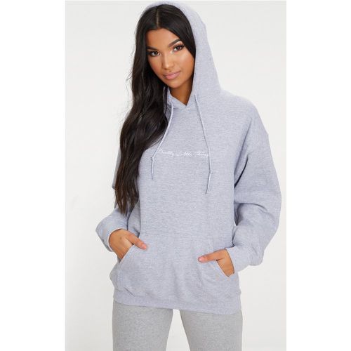 Hoodie oversize gris chiné à broderie - PrettyLittleThing - Modalova