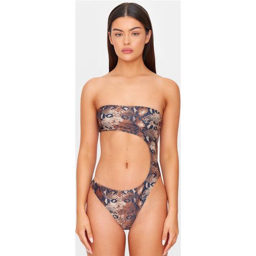 Maillot de bain bustier imprimé serpent à découpe - PrettyLittleThing - Modalova