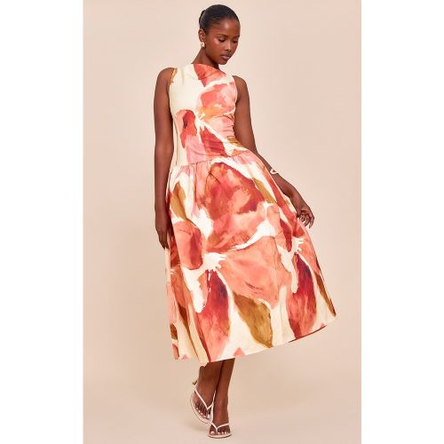 Robe mi-longue fleurie à taille tombante - PrettyLittleThing - Modalova