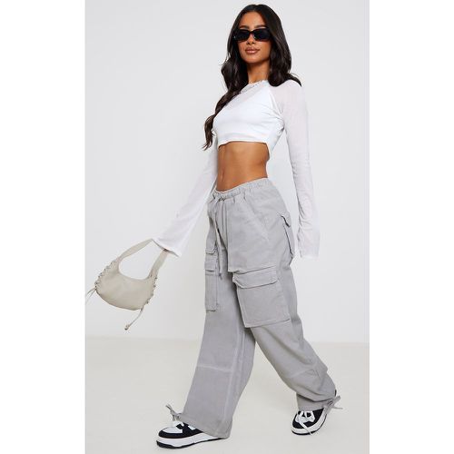 Petite Pantalon cargo gris clair à coutures contrastantes - PrettyLittleThing - Modalova