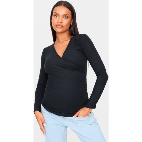Maternité Top de grossesse cache-coeur côtelé brossé | Taille 34 - PrettyLittleThing - Modalova