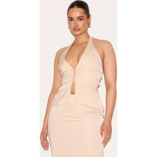 Shape Top de tailleur tissé froncé à fente devant et dos nu - PrettyLittleThing - Modalova