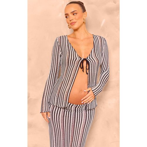 Maternité Top de grossesse en maille style crochet à noeud avant - PrettyLittleThing - Modalova