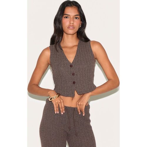 Gilet texturé côtelé effet élimé à épaule carrées - PrettyLittleThing - Modalova