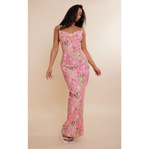 Robe longue plissée à imprimé abstrait fleuri et bretelles - PrettyLittleThing - Modalova