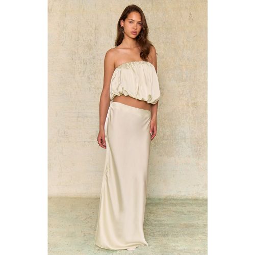 Jupe longue satinée vert menthe à taille mi-haute - PrettyLittleThing - Modalova