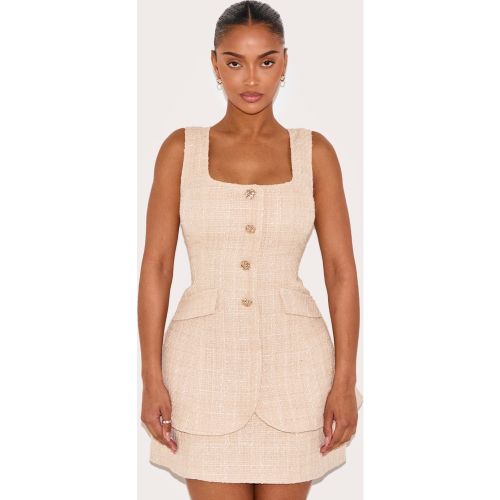 Shape Mini robe bouclée à col carré et partie superposée boutonnée - PrettyLittleThing - Modalova