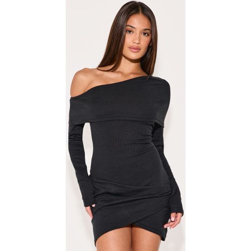Mini robe côtelée à col bardot drapé - PrettyLittleThing - Modalova