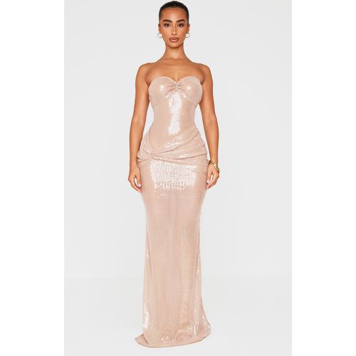 Petite Robe bustier longue à sequins transparents et détail drapé - PrettyLittleThing - Modalova