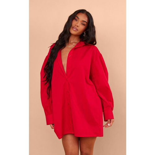 Robe chemise oversize en popeline de coton rouge tomate - PrettyLittleThing - Modalova