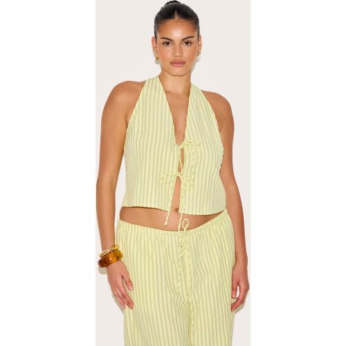 Plus Top citron vert noué devant sans manches à rayures - PrettyLittleThing - Modalova