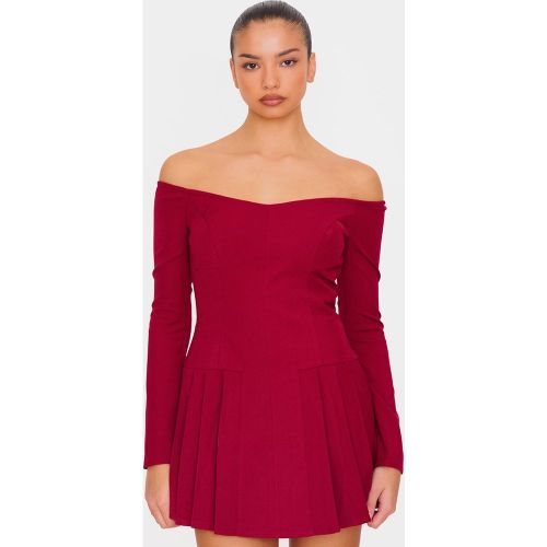 Robe droite tissée à col bardot et manches longues | Taille 38 - PrettyLittleThing - Modalova