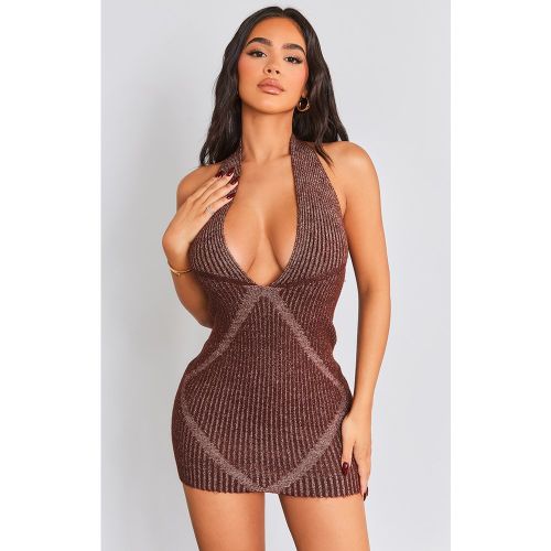 Petite Mini robe dos nu en maille tricot contrastée clair - PrettyLittleThing - Modalova