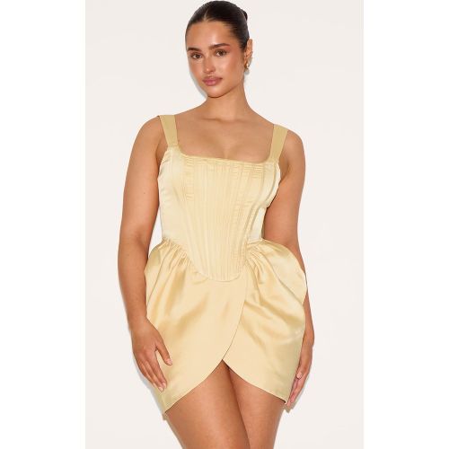 Shape Mini robe trompette satinée à col carré et détail corset - PrettyLittleThing - Modalova
