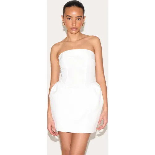 Petite Mini robe bustier tissée blanche - PrettyLittleThing - Modalova