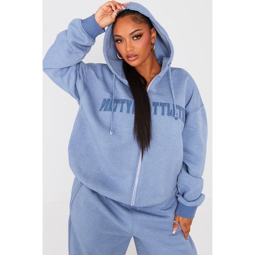 Shape Hoodie délavé zippé à détail brodé - PrettyLittleThing - Modalova