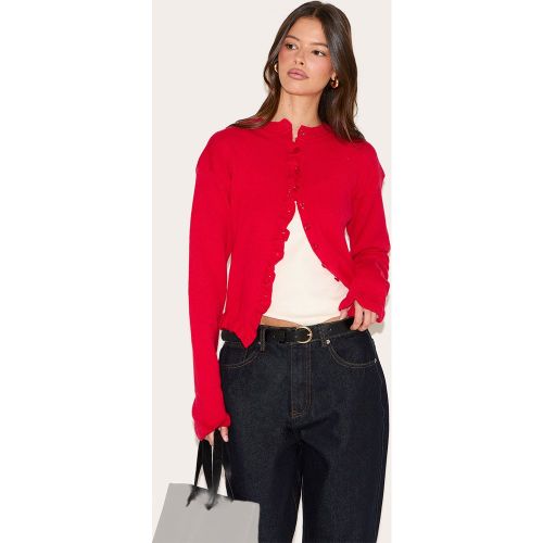 Cardigan en maille tricot à volants | Taille Large - PrettyLittleThing - Modalova