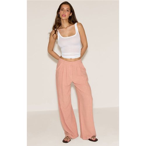 Pantalon de tailleur ample en effet lin - PrettyLittleThing - Modalova
