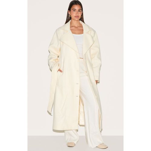 Manteau trench ample en effet laine écrue - PrettyLittleThing - Modalova