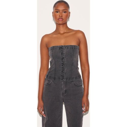 Top long en jean à boutons cachés | Taille 40 - PrettyLittleThing - Modalova