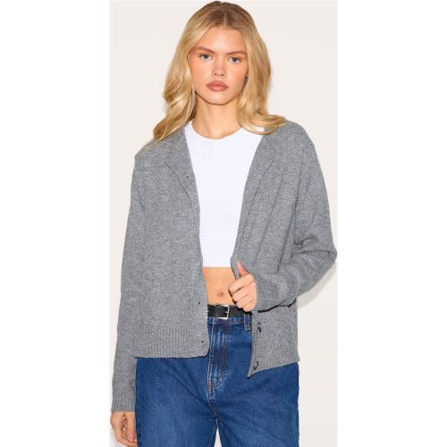 Cardigan en maille tricot gris doux cendré et boutons | Taille Medium - PrettyLittleThing - Modalova