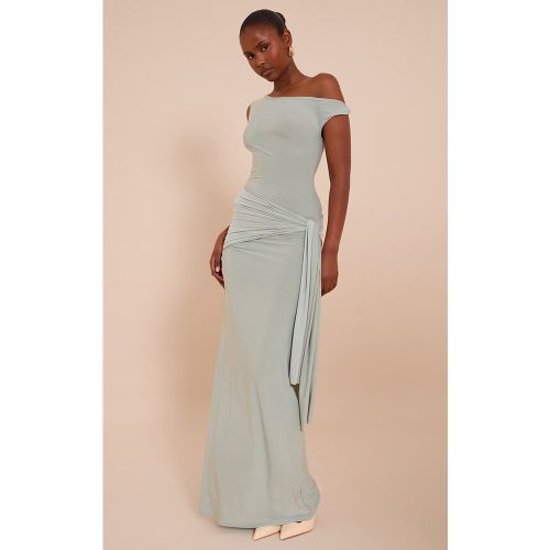 Robe longue moulante à épaule dénudée et détail drapé - PrettyLittleThing - Modalova