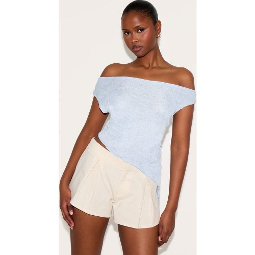 Top en mesh crêpé à col asymétrique - PrettyLittleThing - Modalova