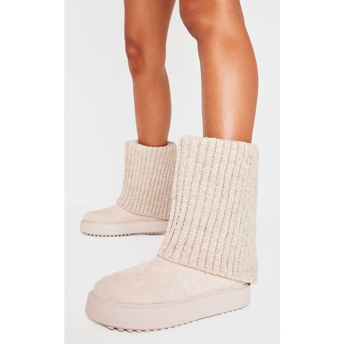 Bottes en maille tricot repliées à semelles chunky - PrettyLittleThing - Modalova