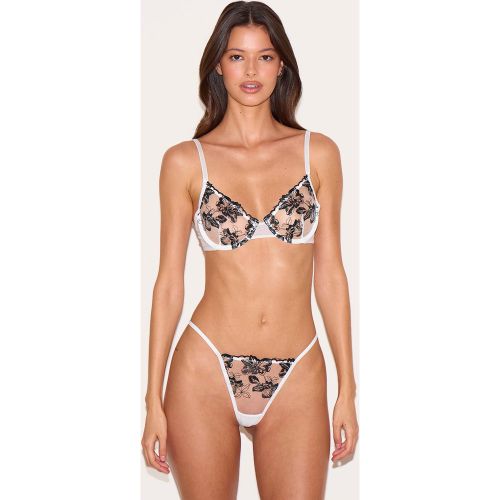 Ensemble de lingerie à broderies fleuries contrastées - PrettyLittleThing - Modalova