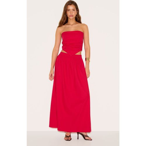 Jupe trapèze longue en popeline de coton à taille basse - PrettyLittleThing - Modalova