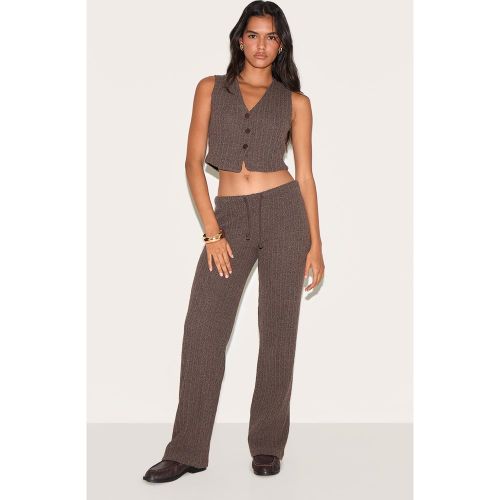Pantalon large texturé côtelé à taille basse et cordons ajustables - PrettyLittleThing - Modalova