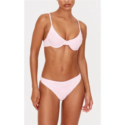 Bas de maillot de bain échancré texturé fleuri - PrettyLittleThing - Modalova
