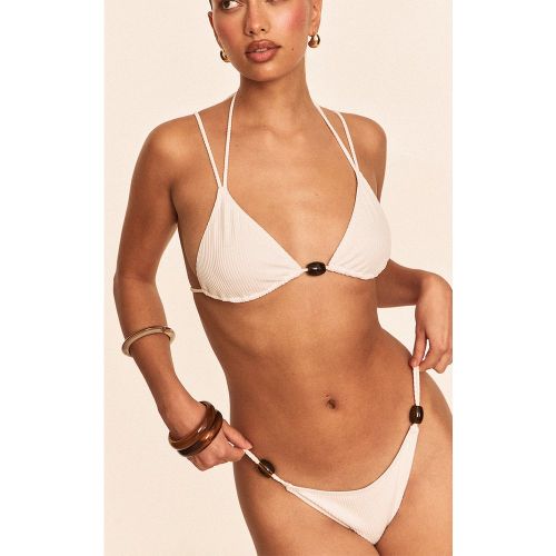 Bas de maillot de bain tanga côtelé à empiècement perles - PrettyLittleThing - Modalova
