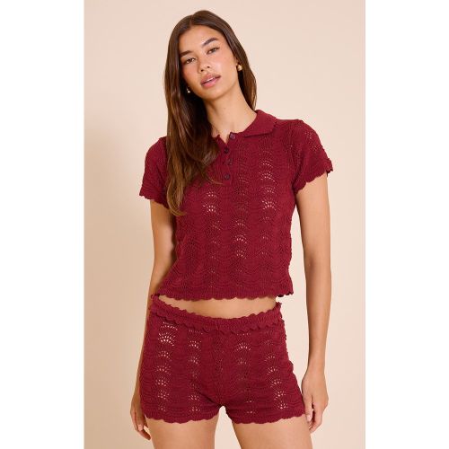 Mini short en maille style crochet à détails sur la taille - PrettyLittleThing - Modalova